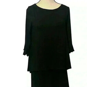 White House Black Market Women’s size Small Black Ruffle Sleeve layered Top